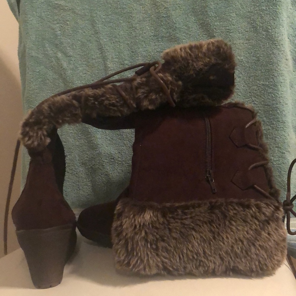 Chocolate Fur Suede Boots!!!! NEW!! Never worn!!!